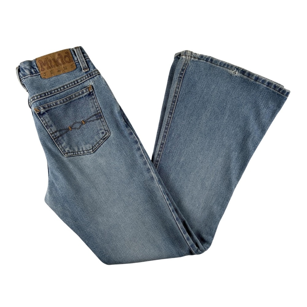 Vintage Mudd Jeans Womens 3 Light Wash Low Rise Flare Button Fly Y2K Cotton